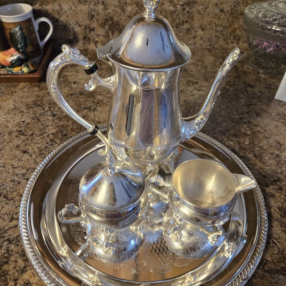 Silver Tea/Coffee Serving Set - Silver Finish
